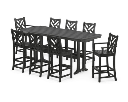 POLYWOOD® Chippendale 9-Piece Bar Set with Trestle Legs in Black