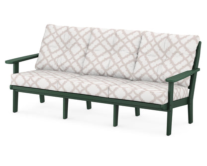 POLYWOOD® Lakeside Deep Seating Sofa in Green / Trellis Dune Burlap
