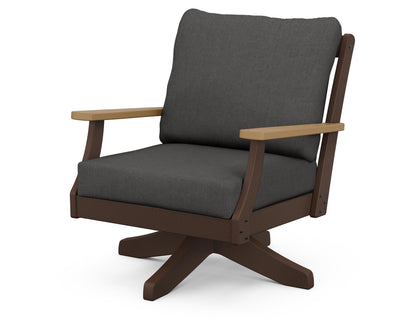 POLYWOOD® Braxton Deep Seating Swivel Chair in Mahogany / Natural / Spectrum Carbon
