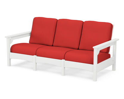 POLYWOOD® Club Sofa in White / Crimson Linen
