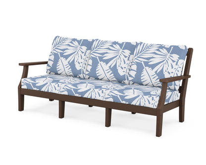 Martha Stewart by POLYWOOD® Chinoiserie Deep Seating Sofa in Mahogany / Leaf Sky Blue