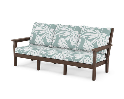 POLYWOOD® Chippendale Deep Seating Sofa in Mahogany / Leaf Glacier Spa