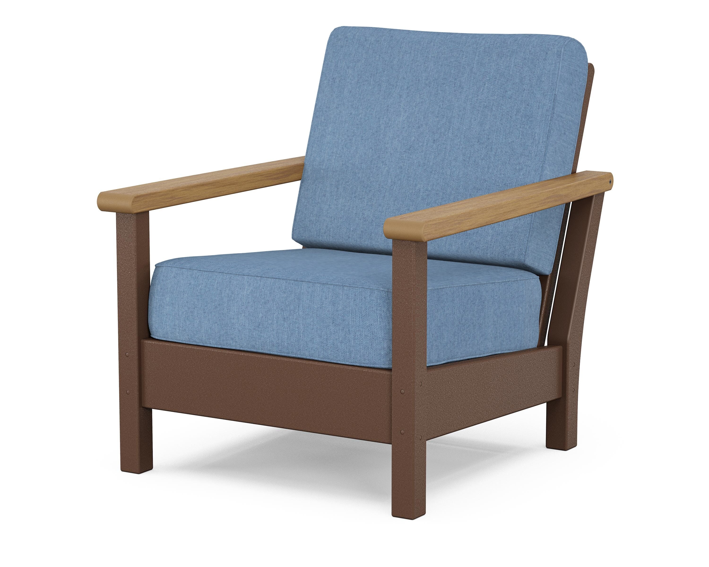 POLYWOOD® Harbour Deep Seating Chair in Mahogany / Natural / Sky Blue
