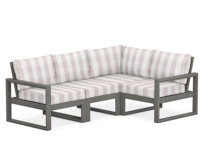 POLYWOOD® EDGE 4-Piece Modular Deep Seating Set in Slate Grey / Buffalo Plaid Dune Burlap