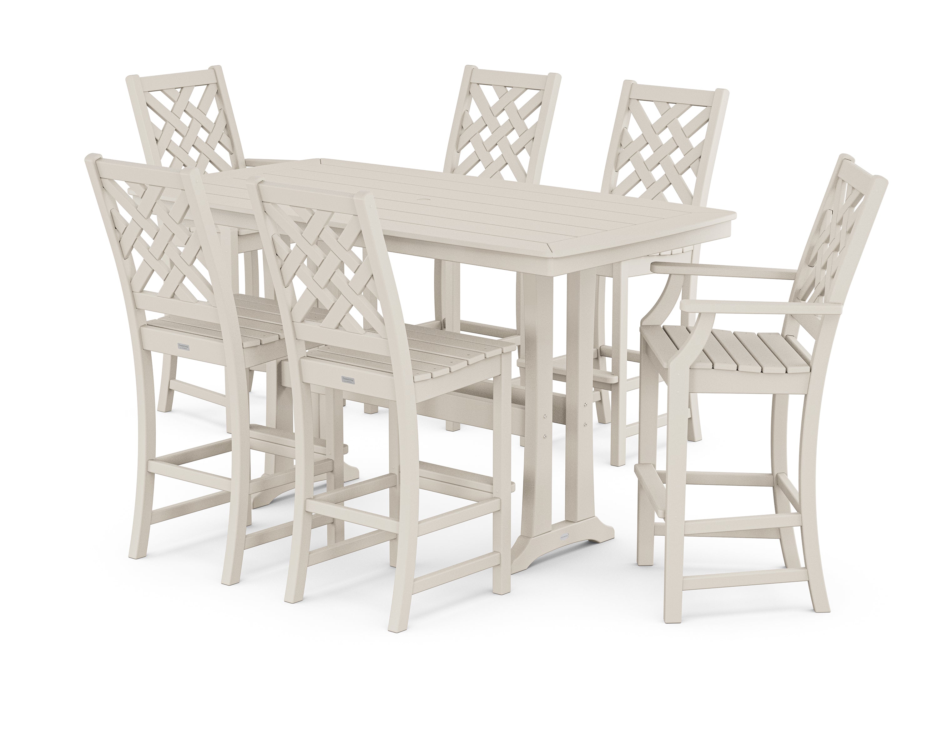 Country Living Wovendale 7-Piece Bar Set with Trestle Legs in Sand