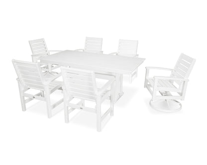 POLYWOOD® 7 Piece Signature Dining Set in Satin White / White