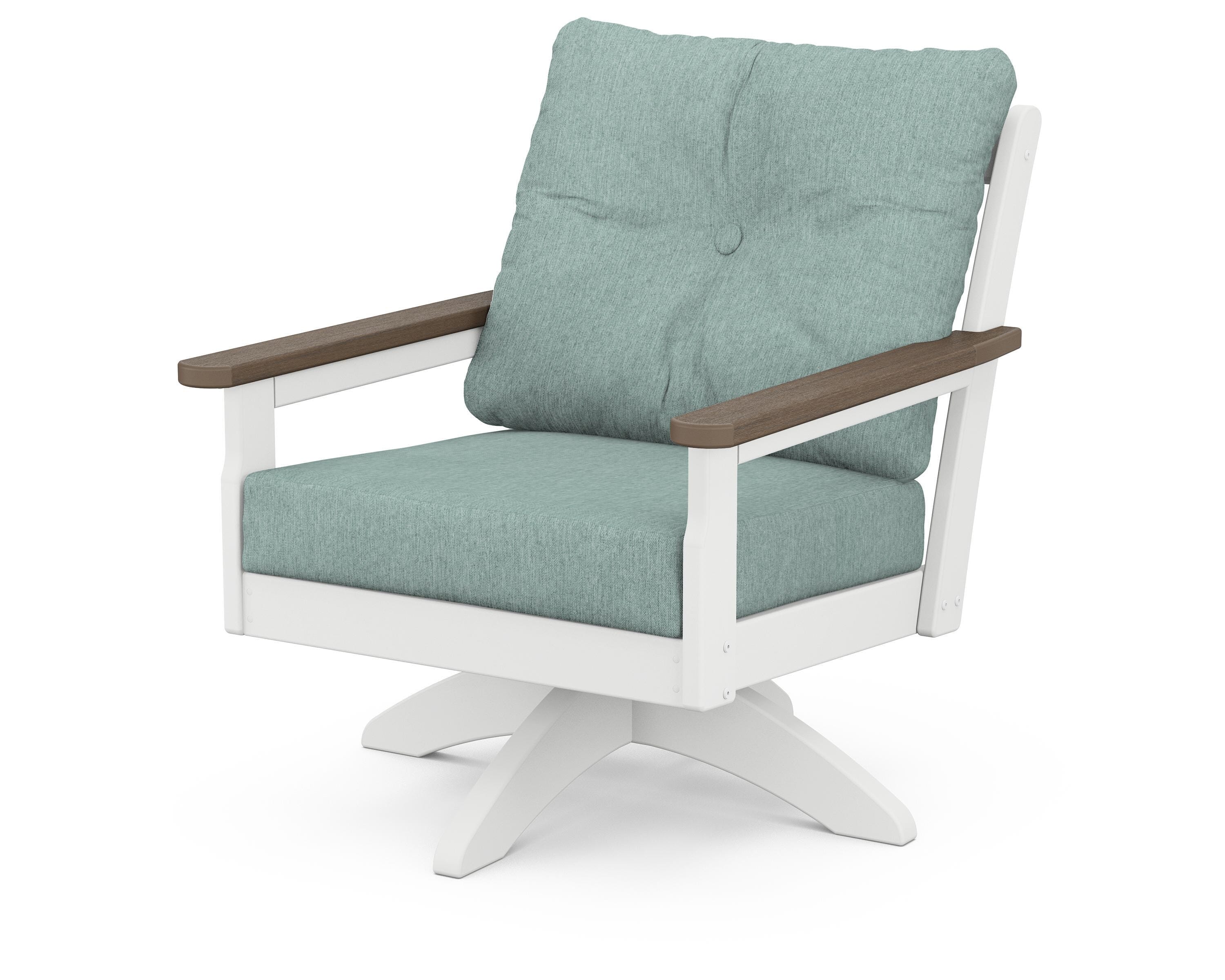POLYWOOD® Vineyard Deep Seating Swivel Chair in White / Kona / Glacier Spa