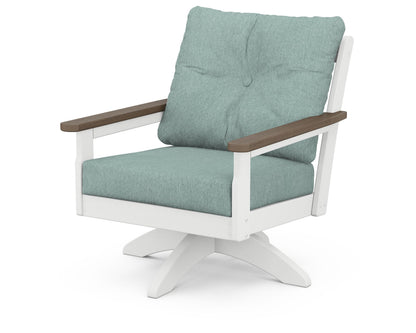 POLYWOOD® Vineyard Deep Seating Swivel Chair in White / Kona / Glacier Spa