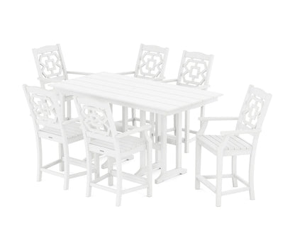 Chinoiserie Arm Chair 7-Piece Farmhouse Counter Set