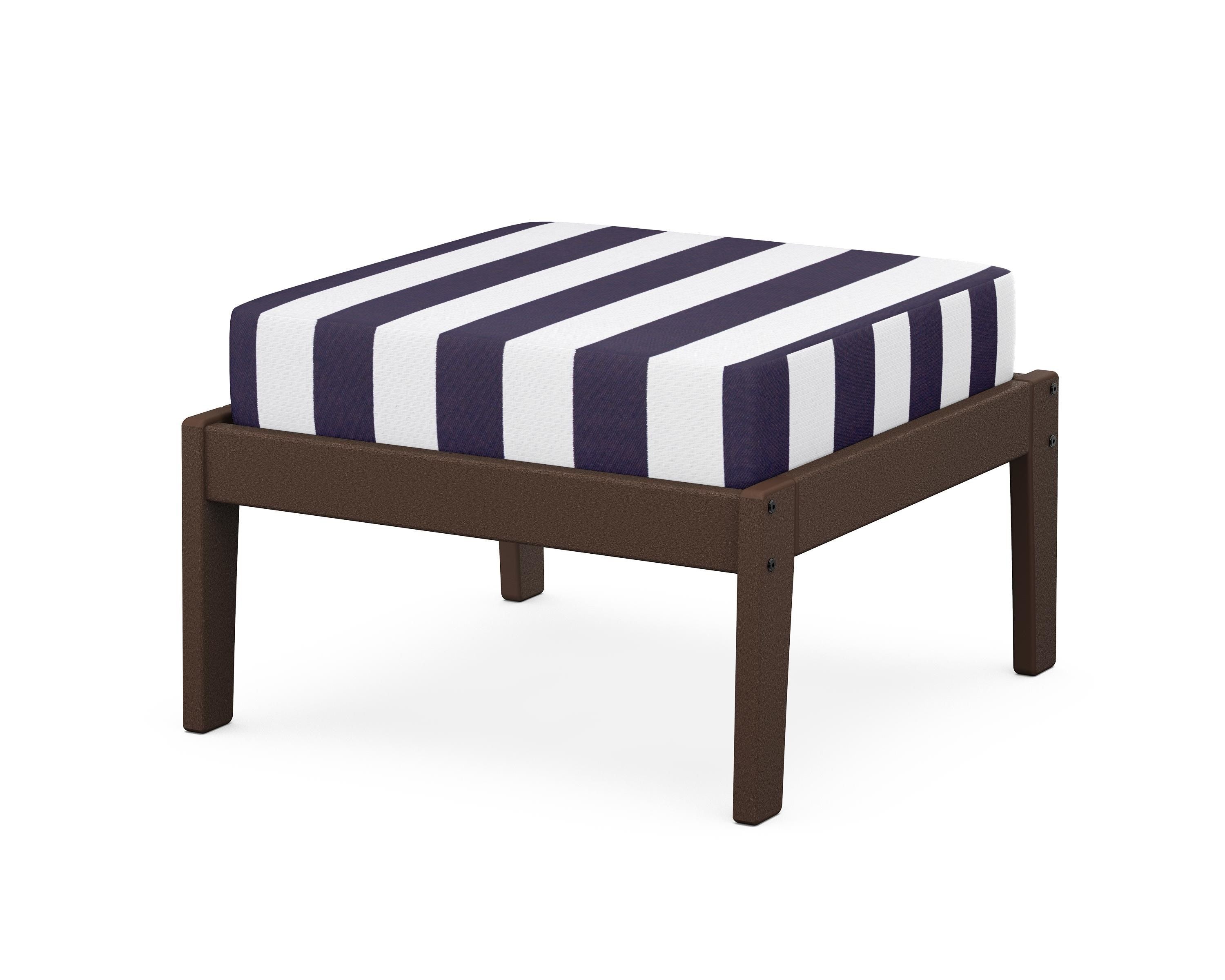Unbranded Deep Seating Ottoman in Mahogany / Cabana Stripe Navy