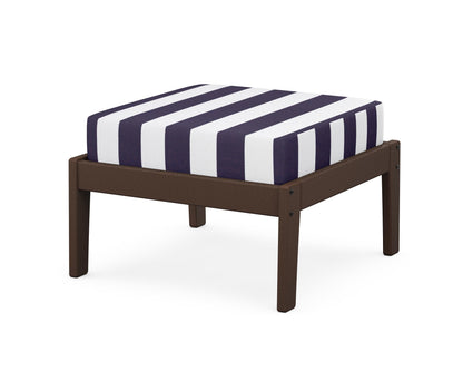 Unbranded Deep Seating Ottoman in Mahogany / Cabana Stripe Navy