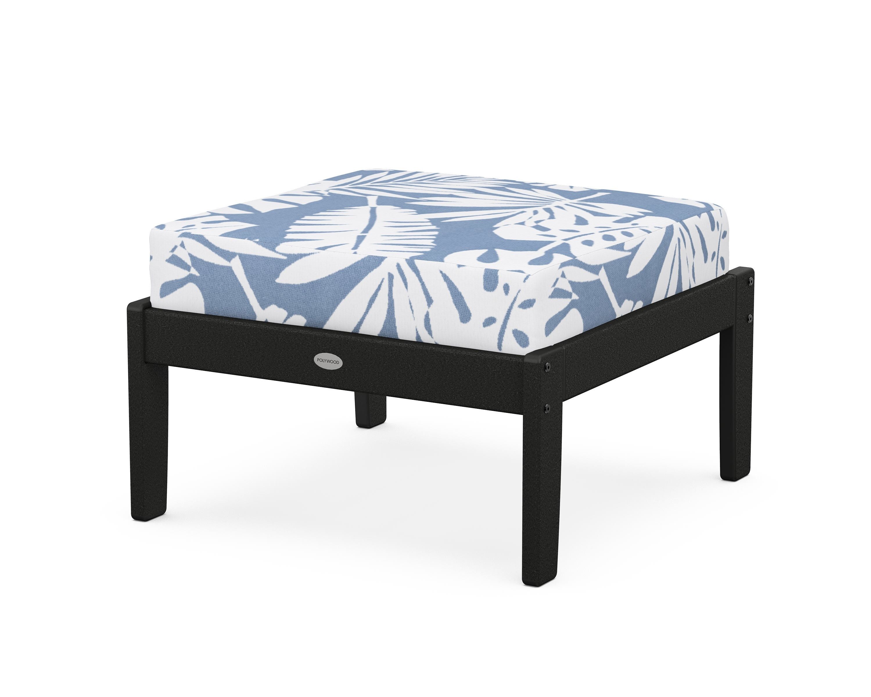 POLYWOOD® Braxton Deep Seating Ottoman in Black / Leaf Sky Blue