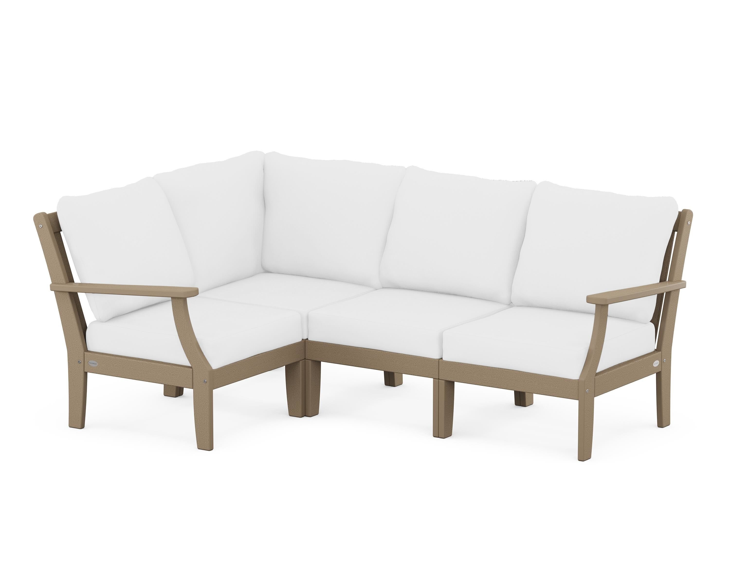 POLYWOOD® Braxton Modular 4-Piece Deep Seating Set in Vintage Sahara / Natural