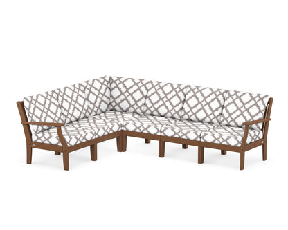 POLYWOOD® Braxton Modular 6-Piece Deep Seating Set in Teak / Trellis Grey Mist
