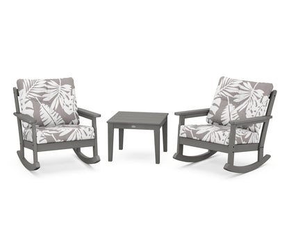 POLYWOOD® Vineyard 3-Piece Deep Seating Rocker Set in Slate Grey / Leaf Grey Mist