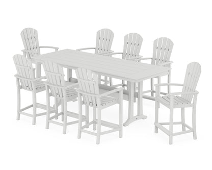 POLYWOOD® Palm Coast 9-Piece Farmhouse Counter Set with Trestle Legs in White