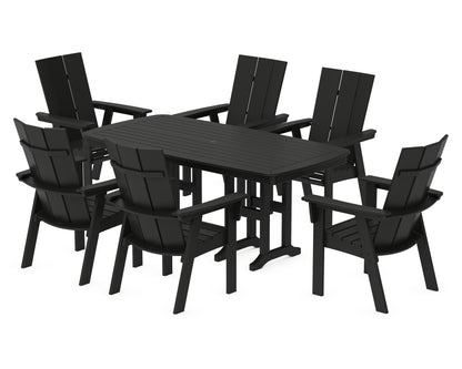 POLYWOOD® Modern Curveback Adirondack 7-Piece Dining Set in Black