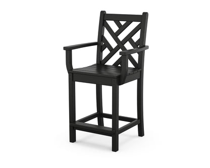 POLYWOOD® Chippendale Counter Arm Chair in Black