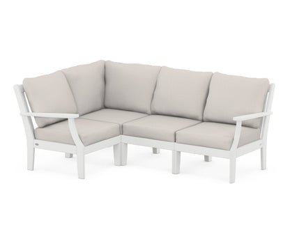 POLYWOOD® Braxton Modular 4-Piece Deep Seating Set in White / Cast Ash