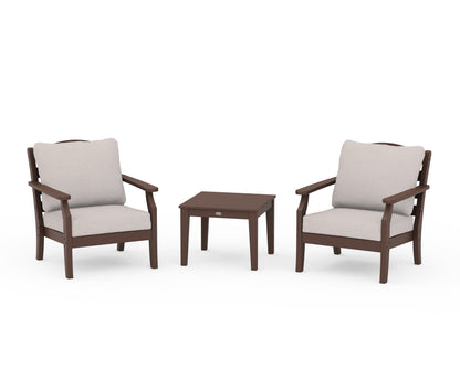 Draper James™ by  POLYWOOD® Savannah 3-Piece Deep Seating Set in Mahogany / Dune Burlap