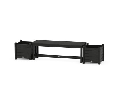POLYWOOD® 48" Nautical Straight Planter Bench Set in Black