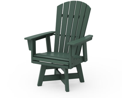 POLYWOOD® Nautical Curveback Adirondack Swivel Dining Chair in Green