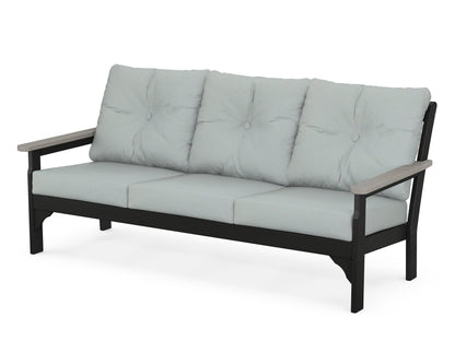 POLYWOOD® Vineyard Deep Seating Sofa in Black / Driftwood / Spa