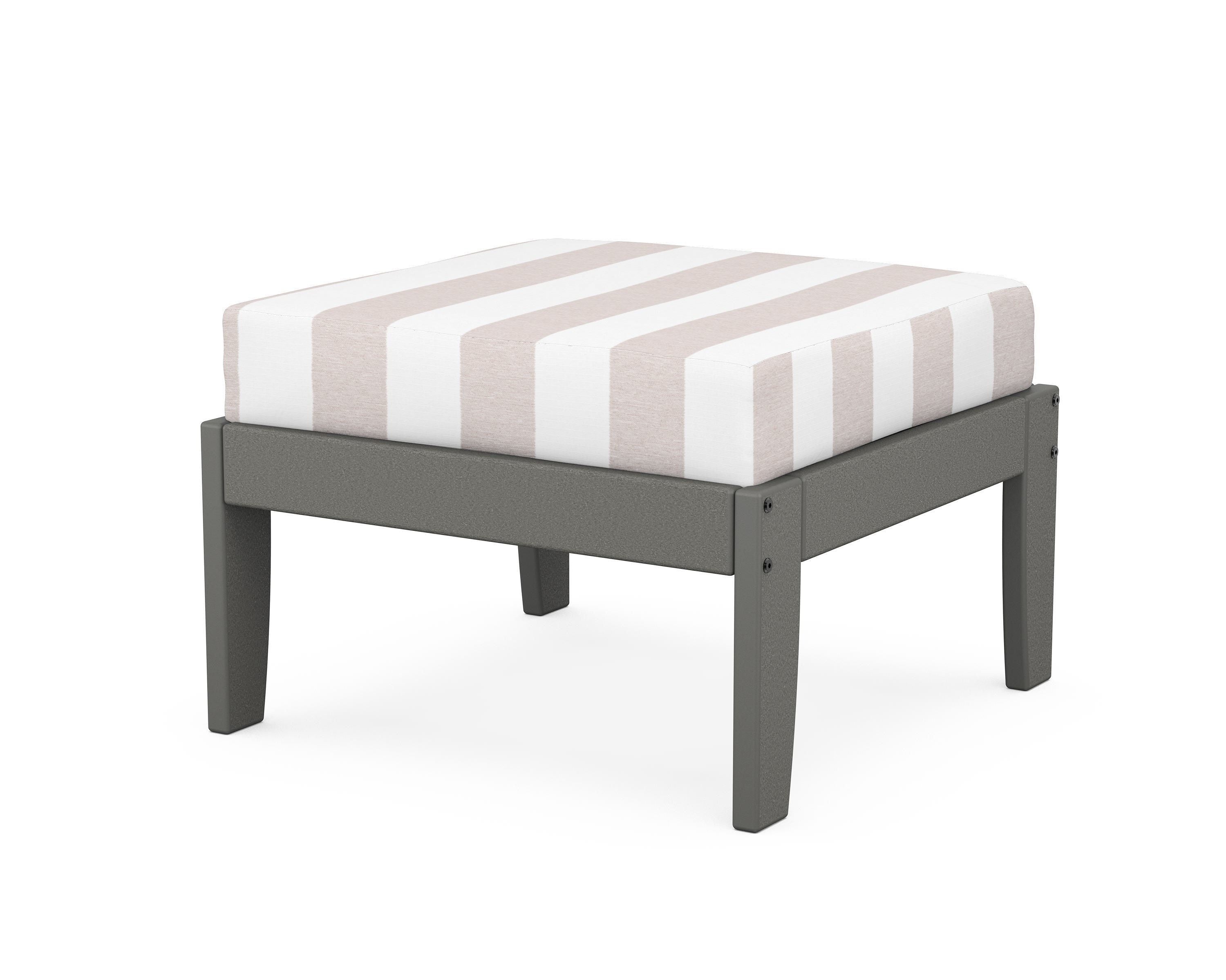 Unbranded Modular Ottoman - Classic in Slate Grey / Cabana Stripe Dune Burlap