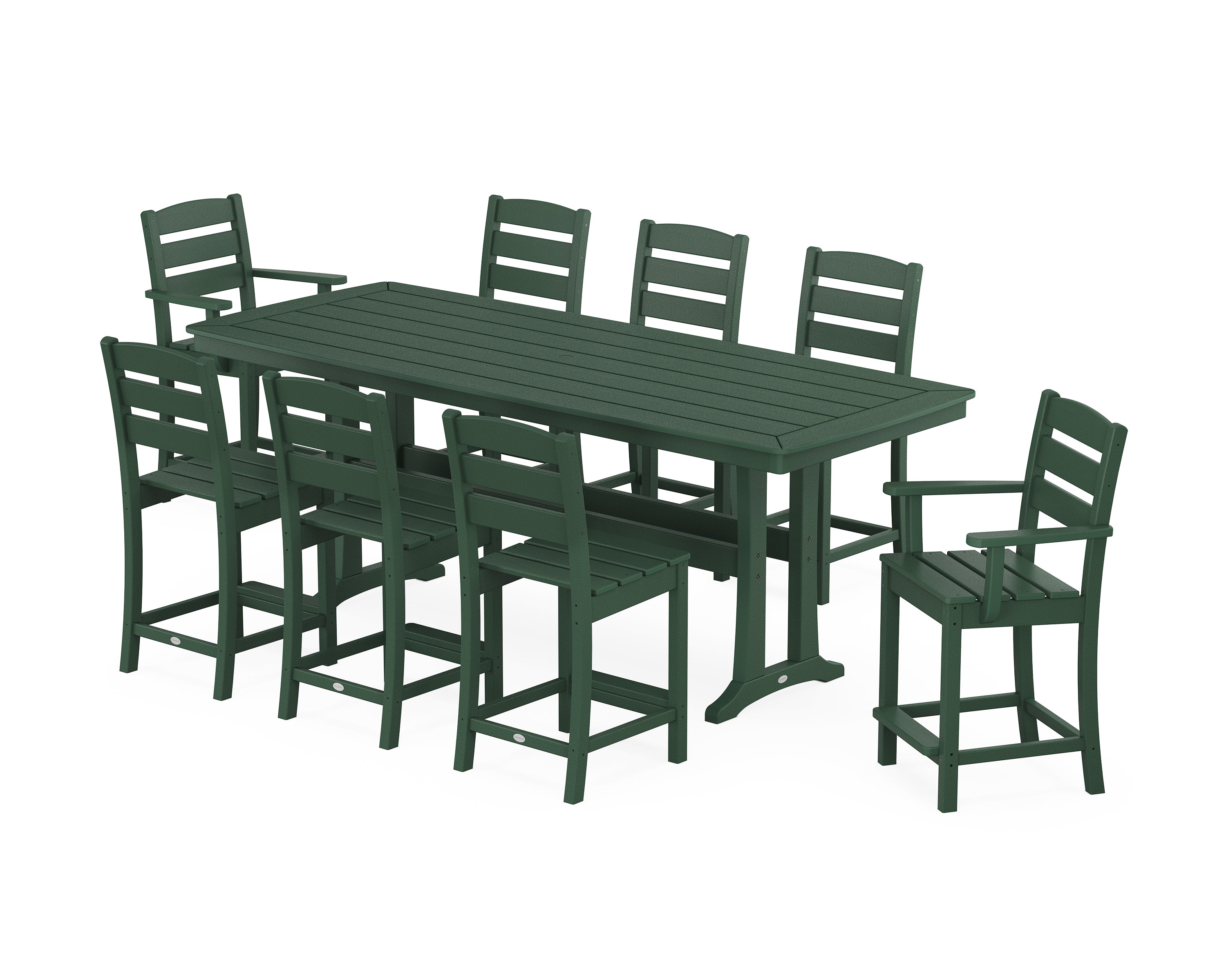 POLYWOOD® Lakeside 9-Piece Counter Set with Trestle Legs in Green