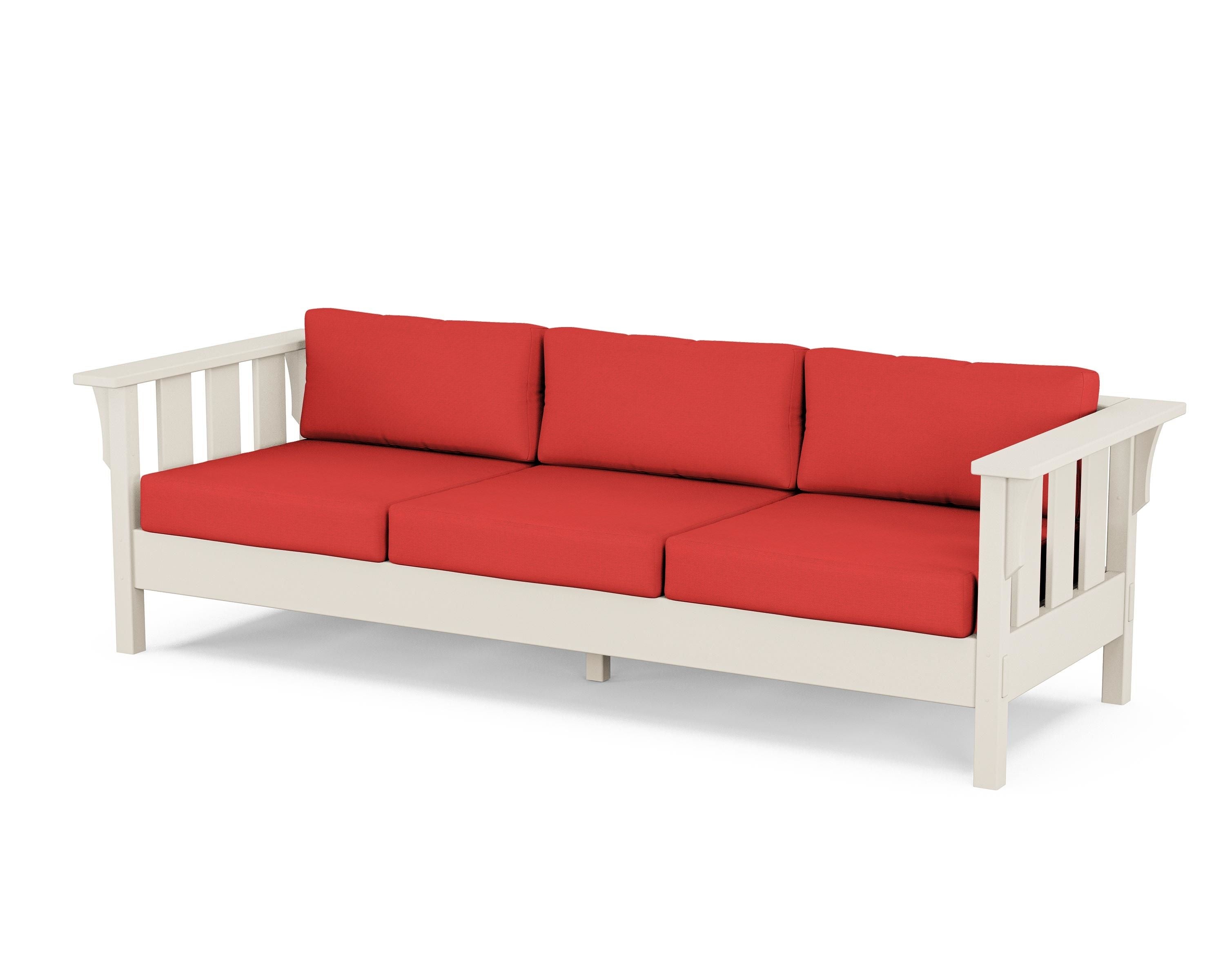 Martha Stewart by POLYWOOD® Acadia Deep Seating Sofa in Sand / Crimson Linen