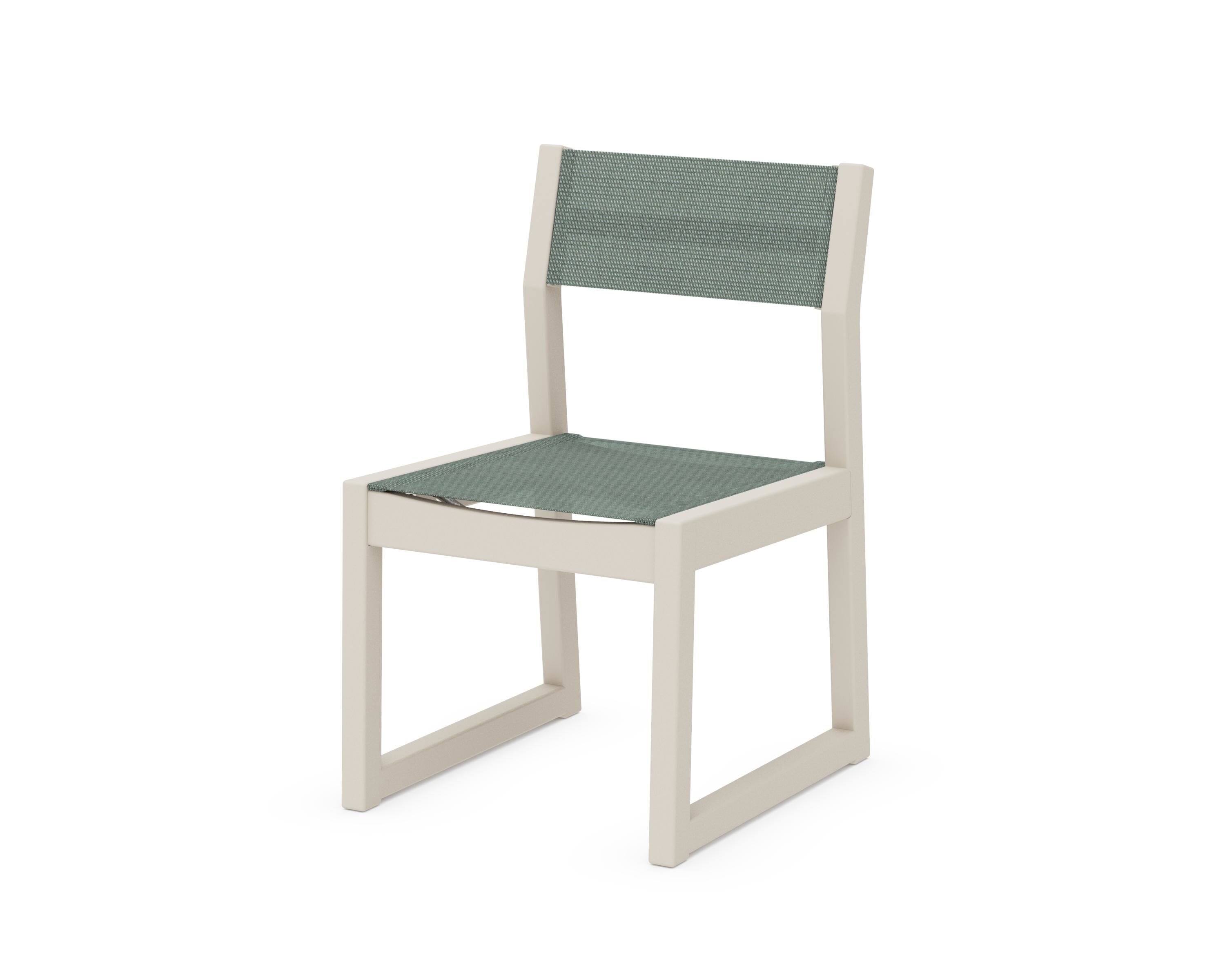 POLYWOOD® EDGE Sling Dining Side Chair in Sand / Dupioni Sea Mist Sling