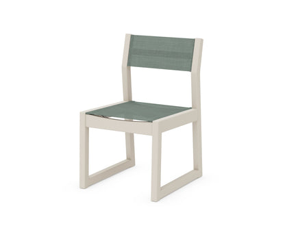 POLYWOOD® EDGE Sling Dining Side Chair in Sand / Dupioni Sea Mist Sling