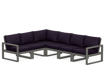 POLYWOOD® EDGE 6-Piece Modular Deep Seating Set in Slate Grey / Navy Linen