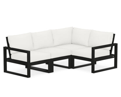 POLYWOOD® EDGE 4-Piece Modular Deep Seating Set in Black / Natural Linen