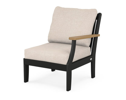 POLYWOOD® Braxton Modular Right Arm Chair in Black / Natural / Blend Linen