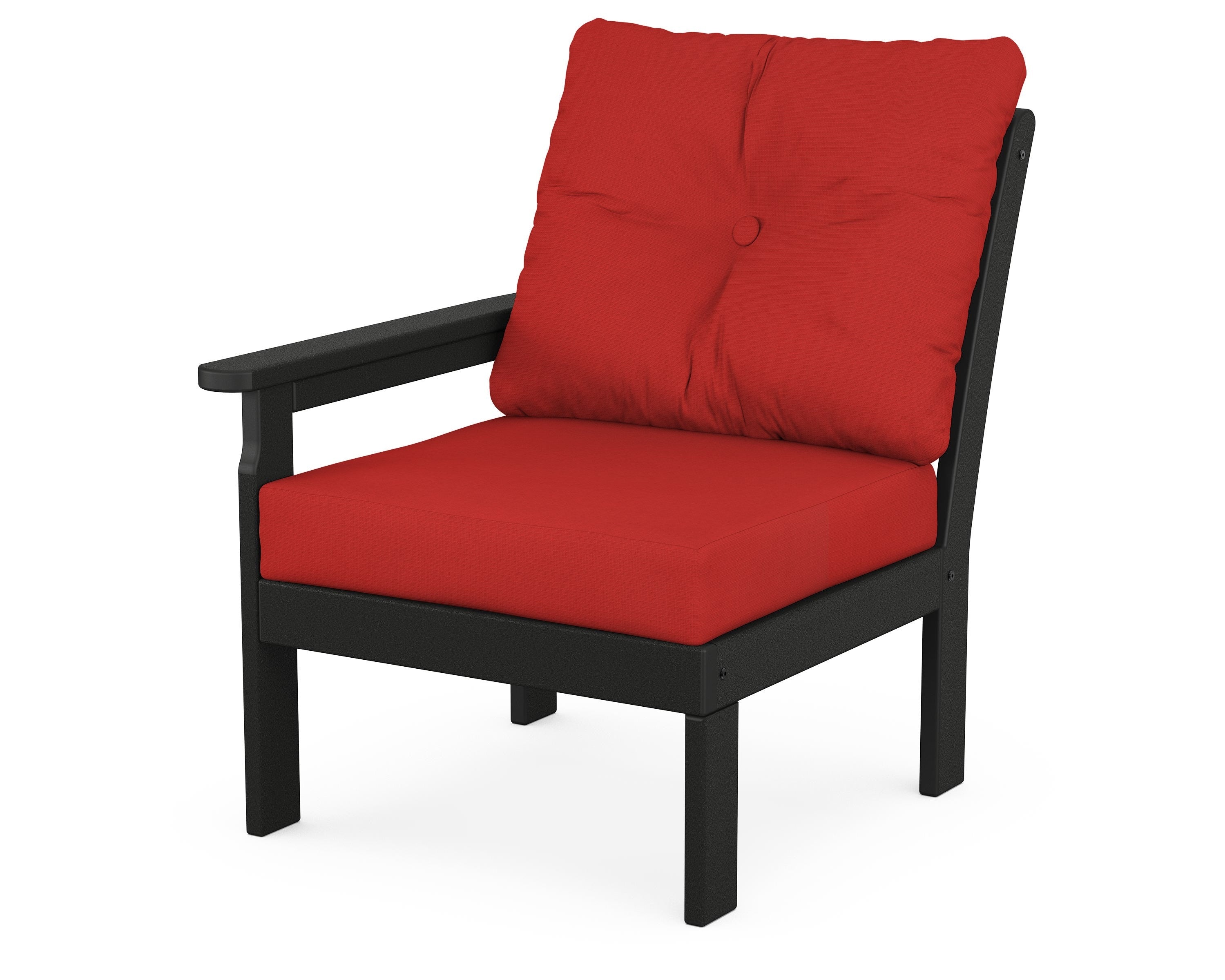POLYWOOD® Vineyard Modular Left Arm Chair in Black / Crimson Linen