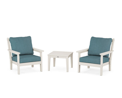 POLYWOOD® Chippendale 3-Piece Deep Seating Set in Sand / Ocean Teal