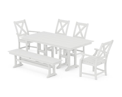 POLYWOOD® Braxton 6-Piece Farmhouse Dining Set in White