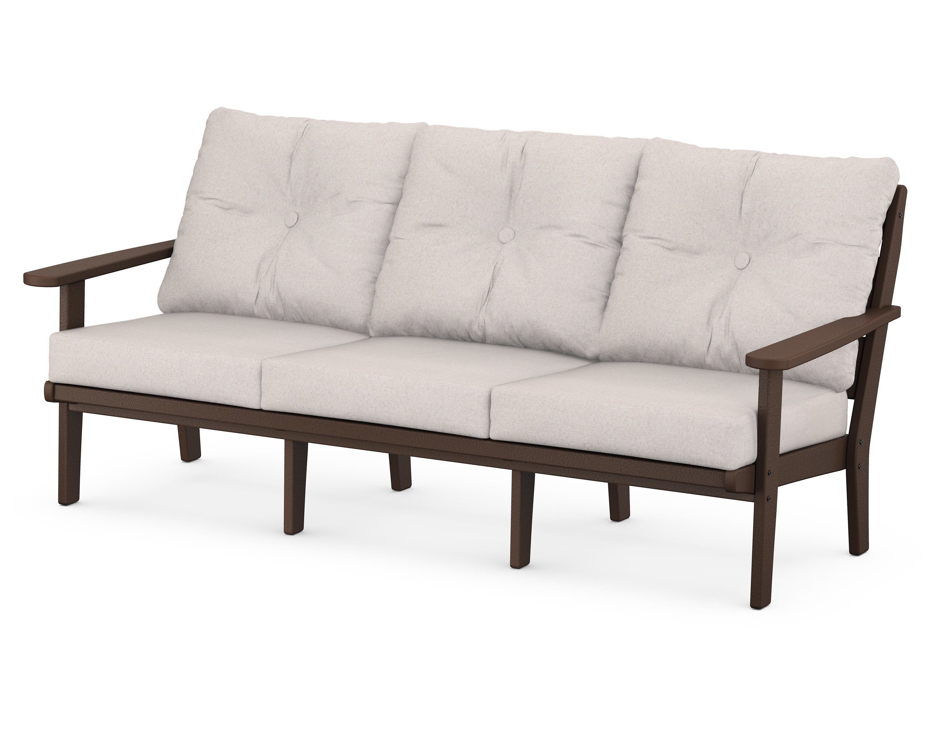 POLYWOOD® Lakeside Deep Seating Sofa in Mahogany / Dune Burlap