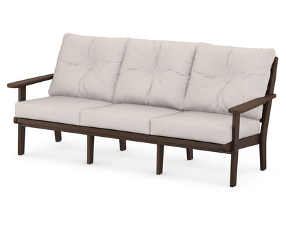 POLYWOOD® Lakeside Deep Seating Sofa in Mahogany / Dune Burlap