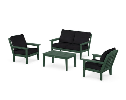 Country Living Cottage 4-Piece Deep Seating Set with Loveseat in Green / Midnight Linen