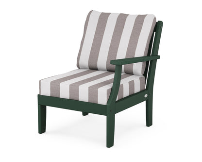 POLYWOOD® Braxton Modular Right Arm Chair in Green / Cabana Stripe Grey Mist
