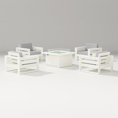 PW Designer Series Latitude 5-Piece Lounge Fire Table Set in Vintage White / Granite