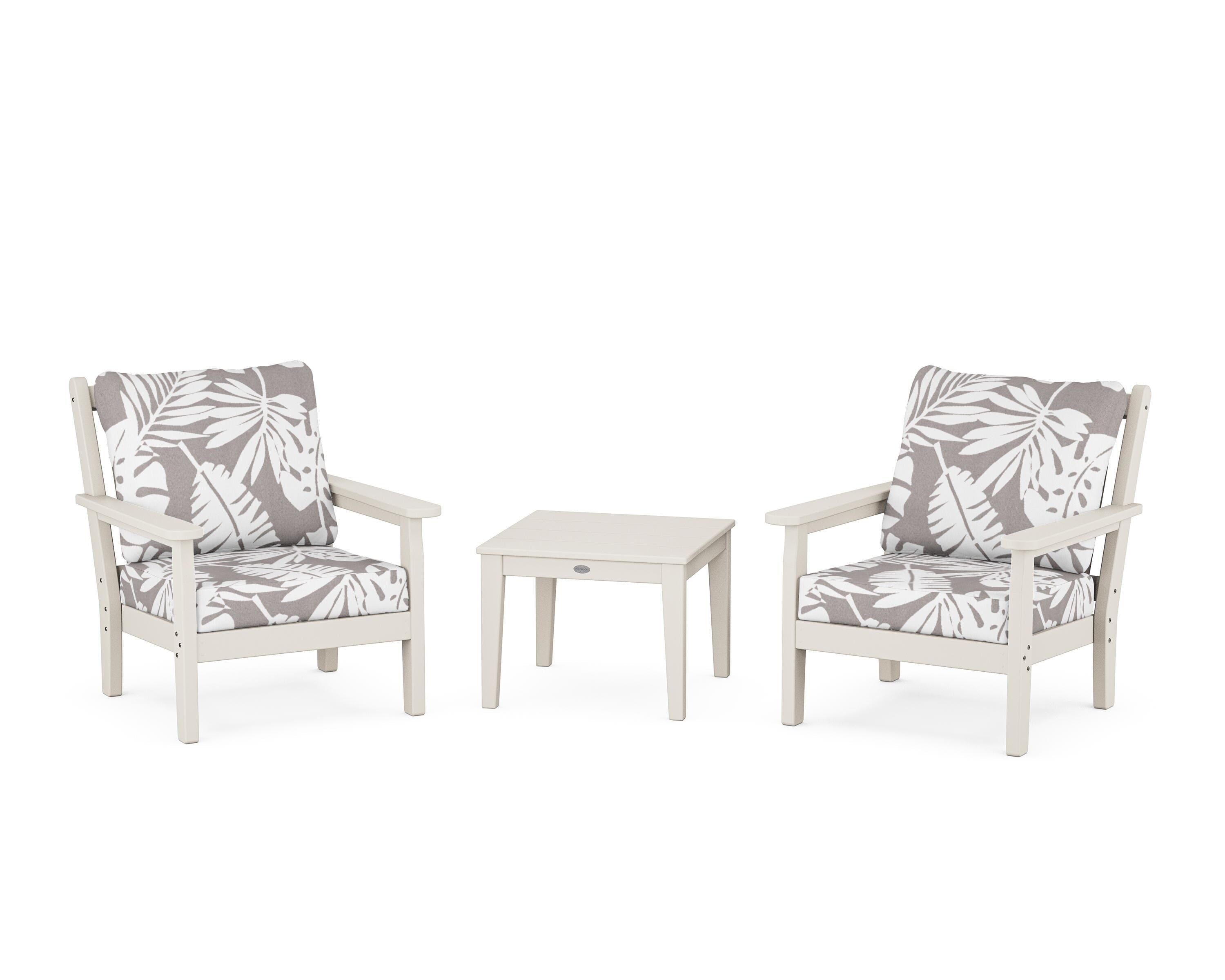 POLYWOOD® Chippendale 3-Piece Deep Seating Set in Sand / Leaf Grey Mist