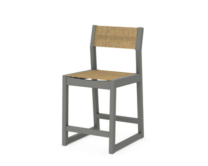 POLYWOOD® EDGE Sling Counter Side Chair in Slate Grey / Burlap Sling
