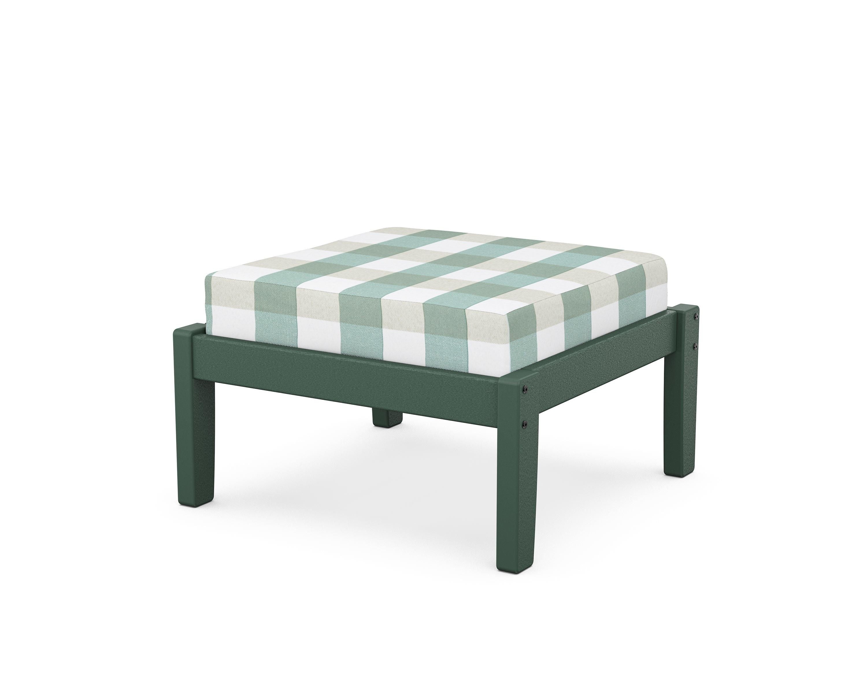 Unbranded Deep Seating Ottoman in Green / Buffalo Plaid Glacier Spa