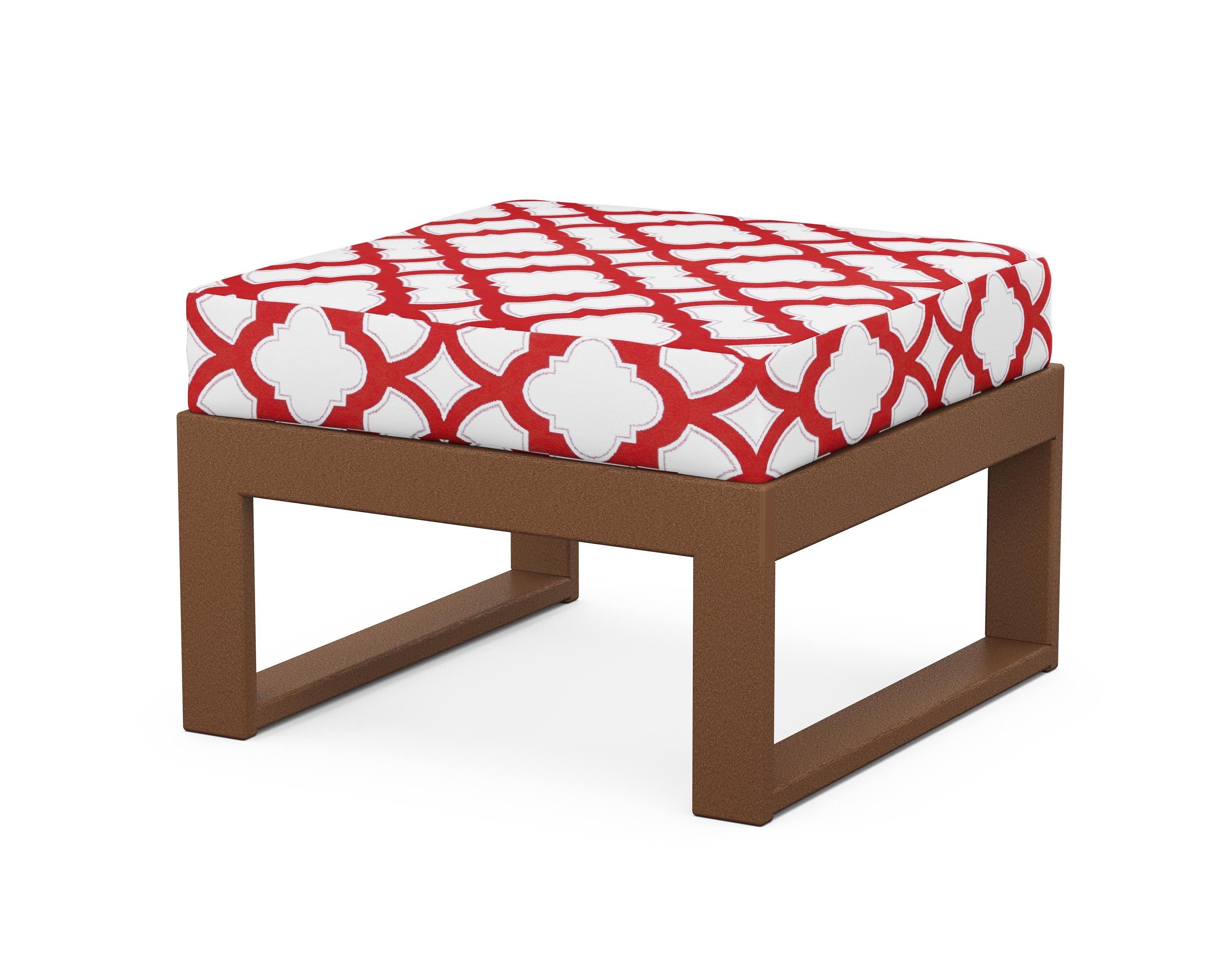 Unbranded Modular Ottoman - Modern in Teak / Trellis Crimson