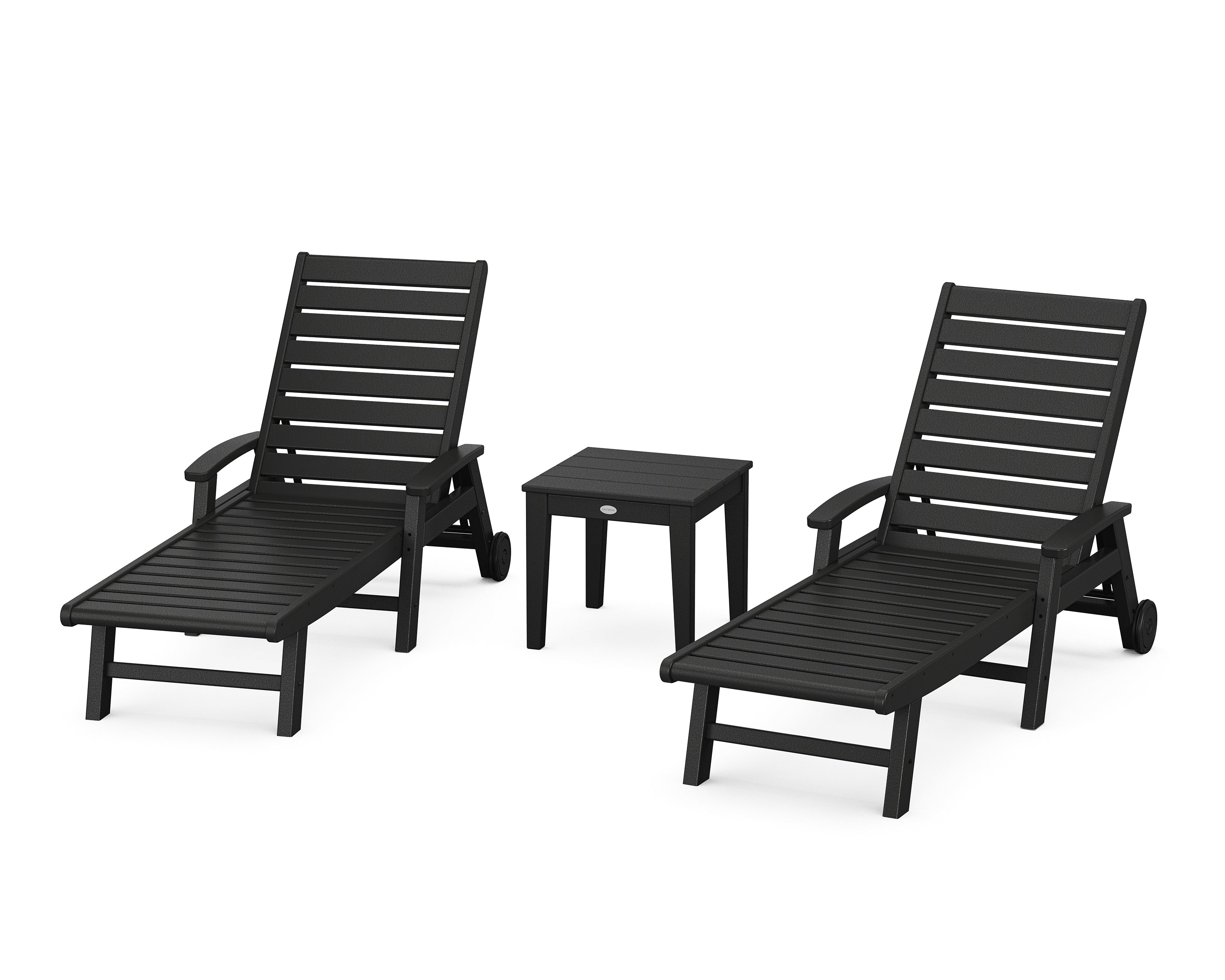 POLYWOOD® Signature Chaise 3-Piece Set with Wheels in Black