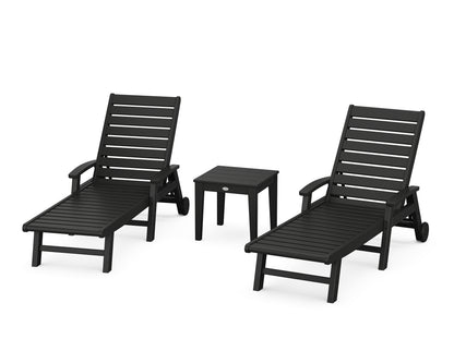 POLYWOOD® Signature Chaise 3-Piece Set with Wheels in Black