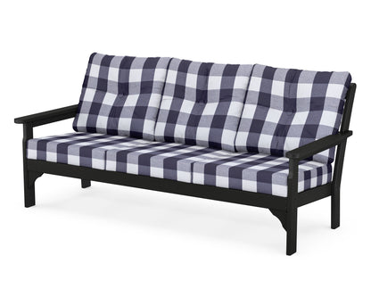 POLYWOOD® Vineyard Deep Seating Sofa in Black / Buffalo Plaid Navy